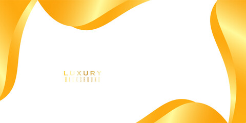 Yellow Gold luxury silk bg with golden curve line decoration. Premium wave fabric flow. Modern trendy design