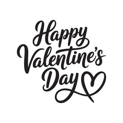 Happy Valentine&rsquo;s Day Handwritten Script Typography with Heart Vector
