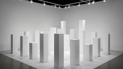 Modern Art Installation Featuring Abstract Sculptures in a Gallery Setting.