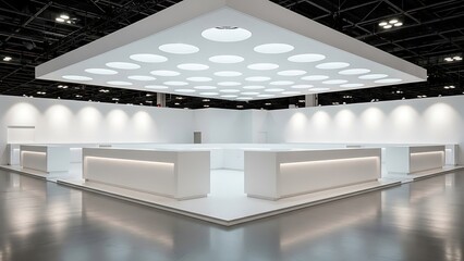 Modern Exhibition Stand Design with Futuristic Lighting and Clean Lines.