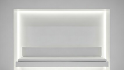 Minimalist White Display Shelf with Integrated LED Lighting.
