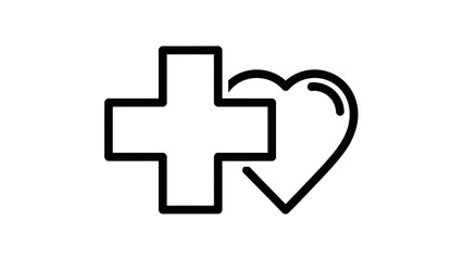 Obraz premium Medical Cross and Heart Icon - Health Care Symbol