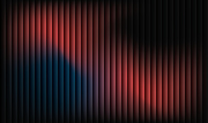 Dark Red and Blue Vertical Gradient Stripes Background &ndash; Trendy ribbed glass effect texture, Moody Neon Glow Abstract Pattern for Dramatic Designs, vector illustration.  