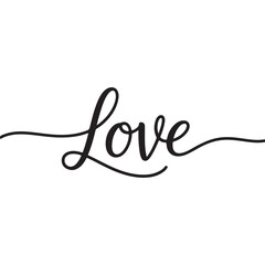 Love Calligraphy Lettering with Elegant Swash Line &ndash; Minimalist Black and White Vector