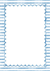 Classic watercolor card with a gentle blue striped background and decorative hand-drawn border. © Lora