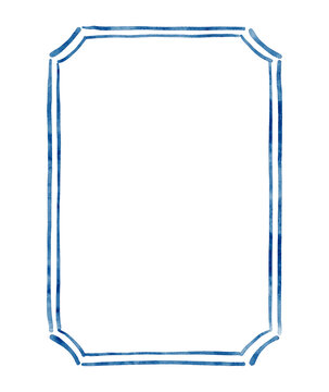 Whimsical hand drawn frame.Watercolor illustration isolated on white background.