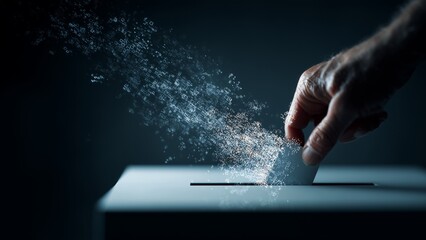 Democracy in Transition Concept with Voting Ballot Transforming into Data and Digital Uncertainty
