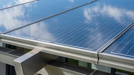 Fototapeta premium Transparent Solar Glass Roof Panels On Modern Eco House