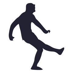 Fototapeta premium Minimalist black silhouette of a person in a dynamic kicking or skating pose