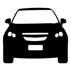 Obraz premium Front view silhouette of a modern car or sedan, automotive industry and vehicle icon graphic
