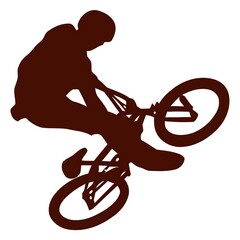 Obraz premium Silhouette of a BMX Rider Performing a Stunt Jump in a Brown Tone