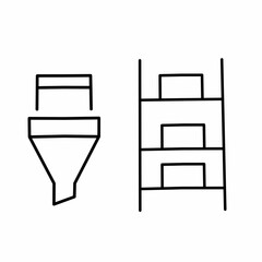 Abstract industrial process and storage line icons