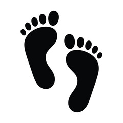 Minimalist black footprints on white background for design