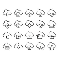 Cloud computing icons set for business and technology