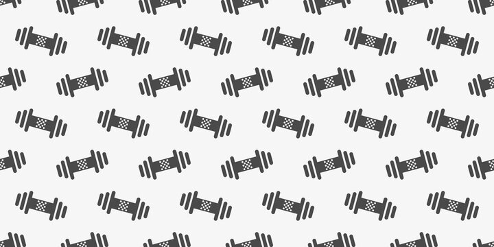 Fitness and gym equipment seamless pattern dumbbells in flat style for sports designs packaging apparel and fitness branding Vector