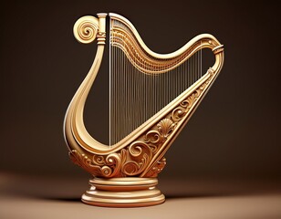 ornate decorative vase and harp design in elegant style with isolated background