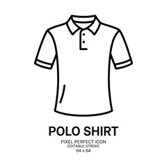 Modern polo shirt icon in editable stroke style