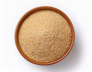 bowl of amaranth seeds placed on a white isolate background