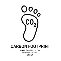 Carbon footprint icon with CO2 inside a footprint