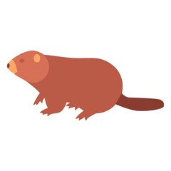 Brown rodent illustration of a beaver or woodchuck, forest wildlife and north american animal concept