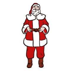 Stylized Vector Illustration of Santa Claus Wearing Traditional Red and White Suit