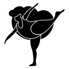 Body Positive Silhouette of a Curvy Woman Performing an Artistic Yoga or Gymnastic Pose