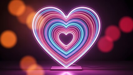 Multicolored heart shaped light installation