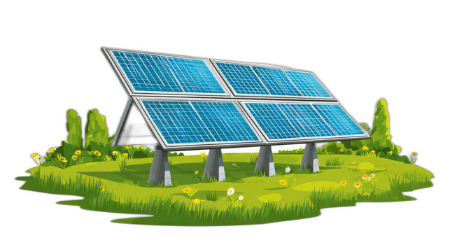 flat vector solar panel array illustration for clean energy