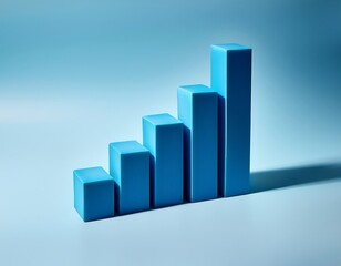 minimal 3d blue bar chart on light background n growth concept