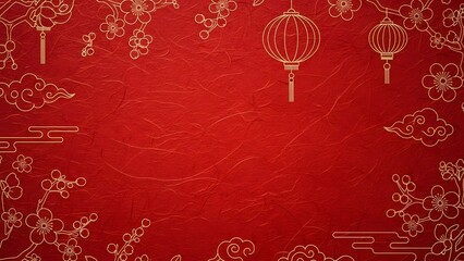 Festive red background with lanterns and floral elements for celebrations