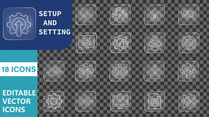 Editable Vector Icons For Setup And Settings, Configuration Options