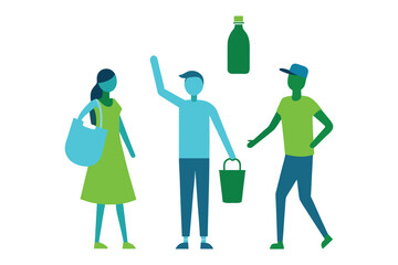 vector illustration of a group of green people