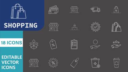 Shopping Icons Set Vector Illustration Retail Commerce Delivery