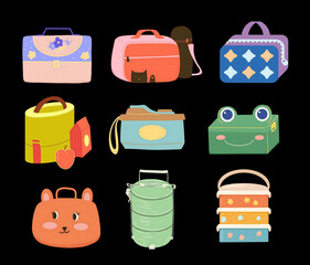 Various types of lunch boxes