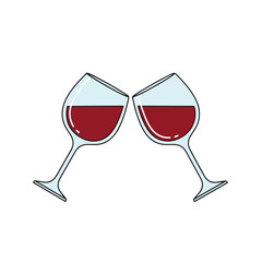 Two wine glasses forming a heart shape