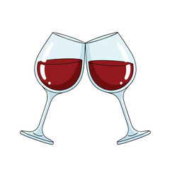 Two wine glasses forming a heart shape