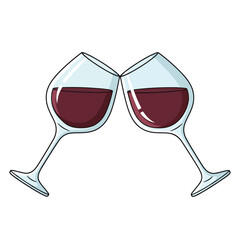 Two wine glasses forming a heart shape