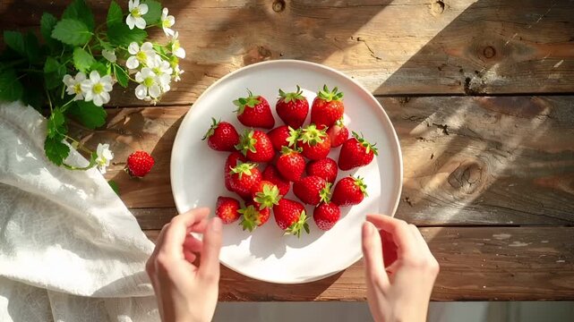 キッチンテーブルで柑橘類の皮を丁寧にむく手元のクローズアップ。
明るい自然光が果実の色と質感を際立たせる。