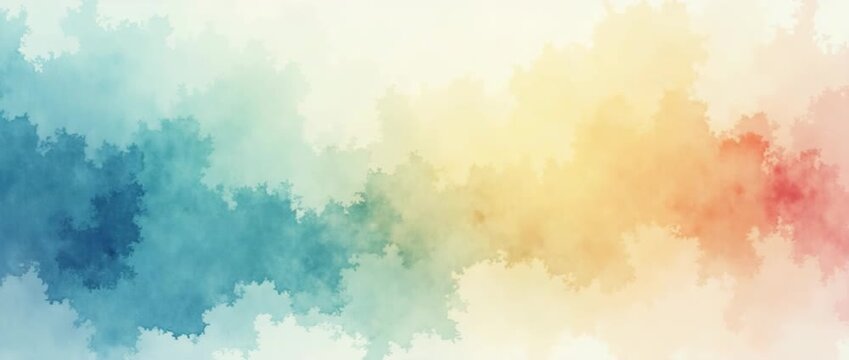 Abstract watercolor fractal art with gentle color transitions, featuring a slow pan across the vibrant spectrum; dynamic hues shift subtly, creating a mesmerizing, tranquil visual experience.