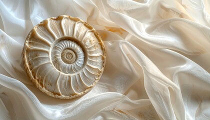 Ammonite on sheer fabric