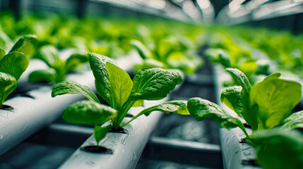 Vertical NFT channel system supports healthy lettuce growth in a hydroponic greenhouse, highlighting innovative smart farming techniques in action