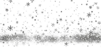 Obraz premium Snowflakes falling on a black background, isolated snowfall effect, festive Christmas background, white snow overlay for photo editing, Realistic winter atmosphere
