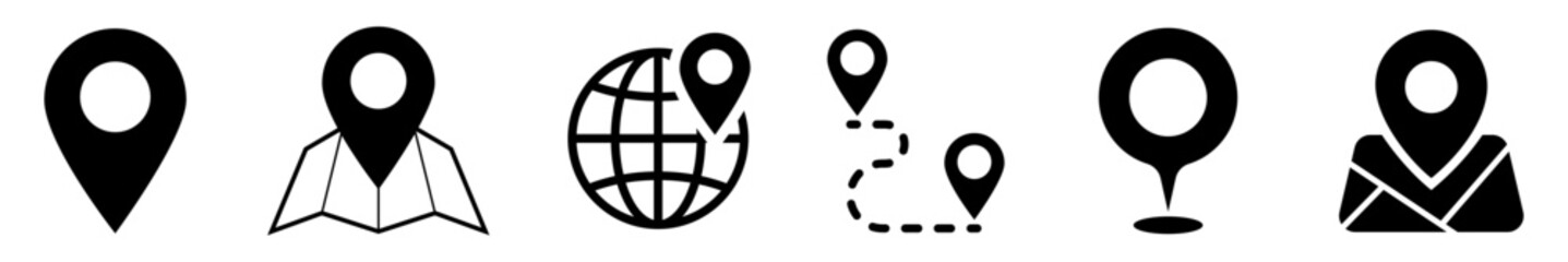 Map location icon set. Navigation, map, GPS  symbol collection.