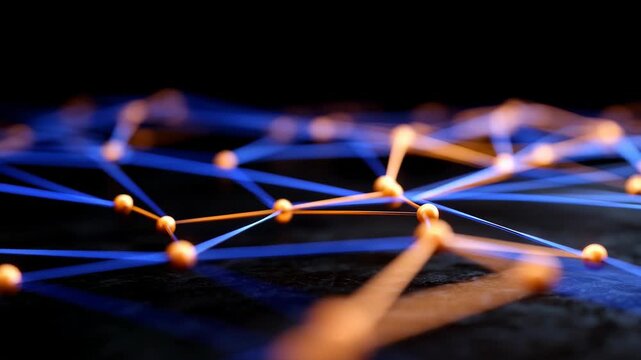 Explore a dynamic digital network of glowing connections showcasing vibrant interactivity and innovation