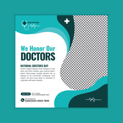 Happy National Doctors Day Professional Medical Social Media Post Design Template