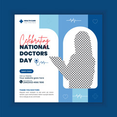 Happy National Doctors Day Professional Medical Social Media Post Design Template