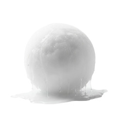 Melting white snowball with dripping water isolated on transparent or white background, png