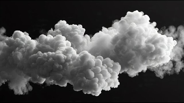 A dramatic cloud formation expanding outward from a central point in a dark environment, captured in a dynamic video