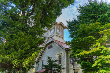 北海道　青空と札幌の札幌時計台