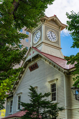 北海道　青空と札幌の札幌時計台